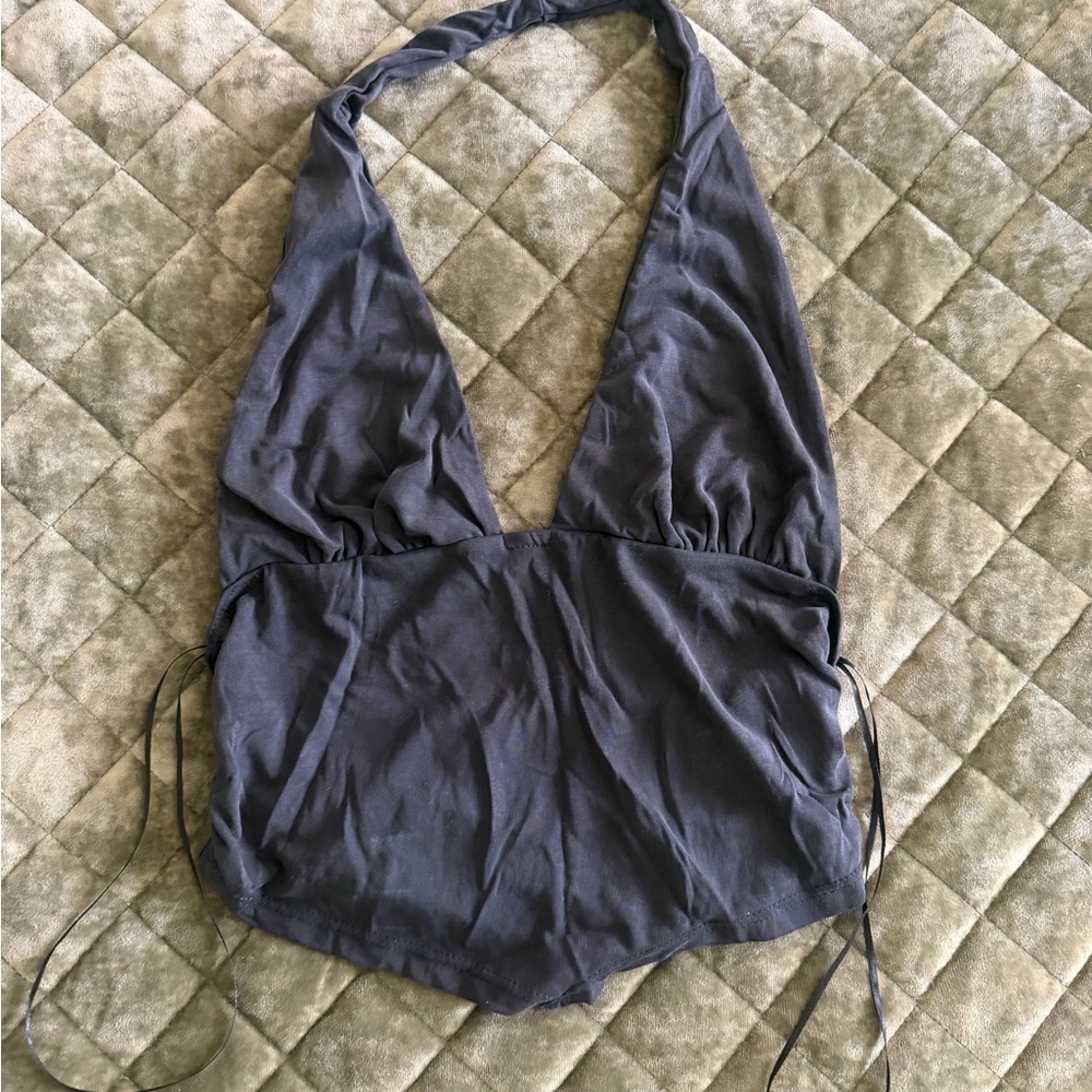 Black Halter Tie-Back Tank Top